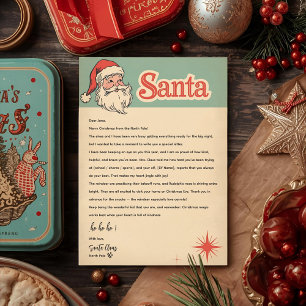 Invitación Carta de Santa Retro Vintage Navidad