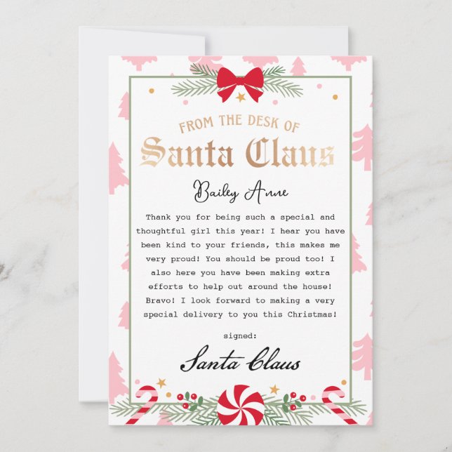 Invitación Carta de sueños de menta de Santa Printable (Anverso)