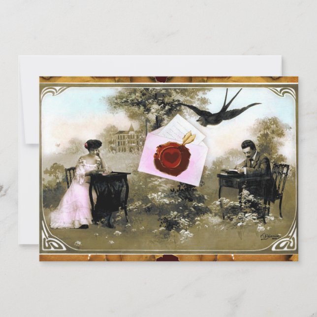 INVITACIÓN CARTA DE VALENTINA ROMÁNTICA, MONOGRAMA DE SELLO D (Anverso)