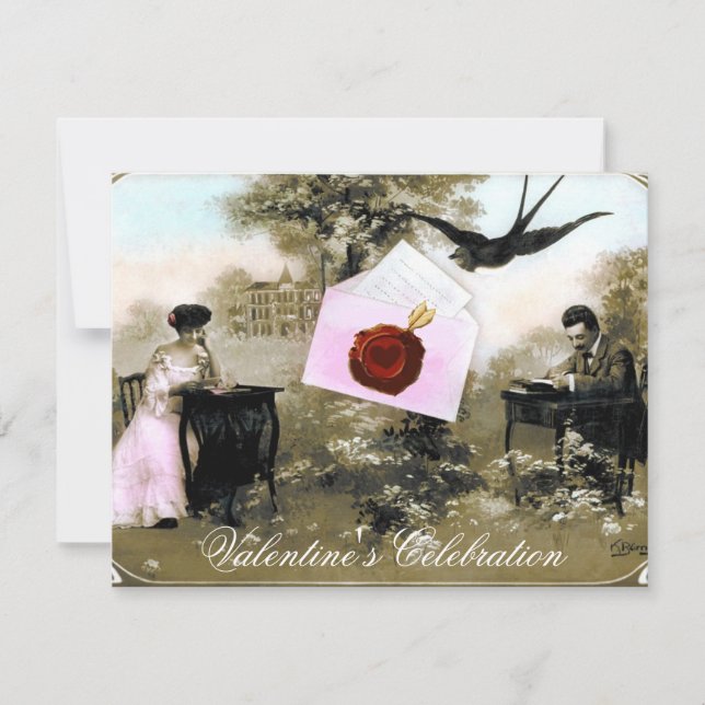 INVITACIÓN CARTA DE VALENTINA ROMÁNTICA, MONOGRAMA DE SELLO D (Anverso)