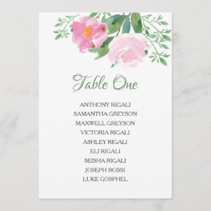 Invitación Carta del asiento de la boda, plan floral de la