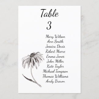 Invitación Carta del asiento del boda de la flor del
