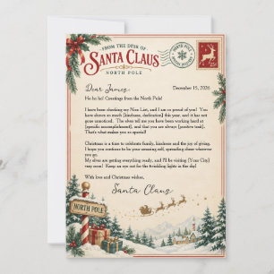Invitación Carta del Polo Norte de Papá Noel a los niños