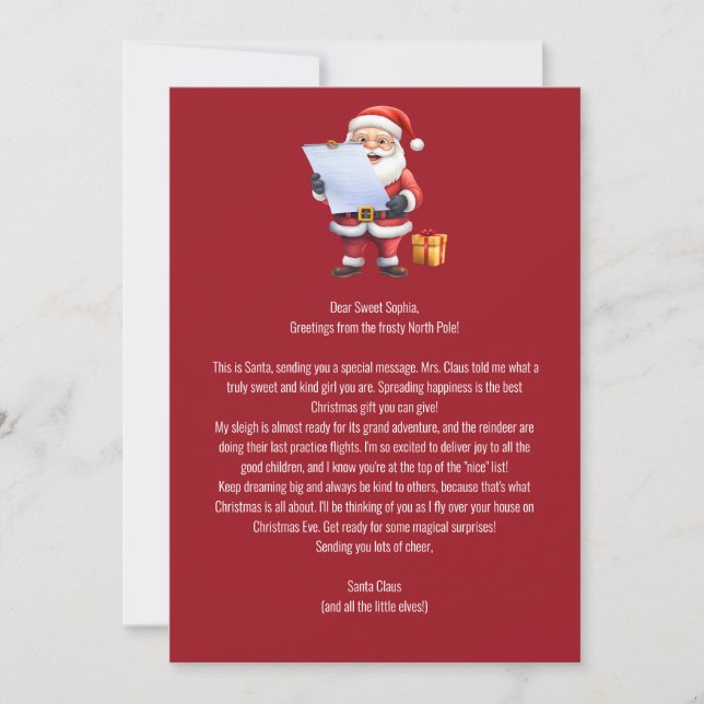 Invitación Carta desde la mesa de Santa (Anverso)