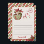 Invitación Carta Elf "I'm Back" Notecards editables<br><div class="desc">¡Estoy de vuelta! Este pequeño elfo está esperando la diversión de los grandes Navidades. Las acuarelas caprichosas y la tipografía estacional complementan el diseño. Personalice este bonito diseño de elfo con sus detalles de forma fácil y rápida. Presione el botón personalizar it para volver a organizar y formatee el estilo...</div>