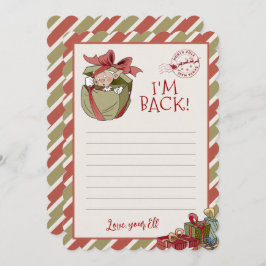 Invitación Carta Elf "I'm Back" Notecards editables