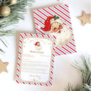 Invitación Carta festiva a rayas de Papá Noel