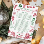 Invitación Carta Hand Draw Navidades de Santa<br><div class="desc">Dibujo personalizado de la mano de la carta de doodle de Santa Claus. Dale a tu hijo este año una tierna carta de Santa Claus.</div>