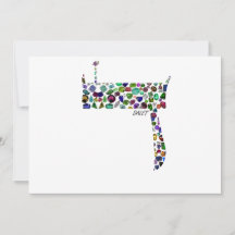 Carta hebrea DALET hecha con piedras preciosas