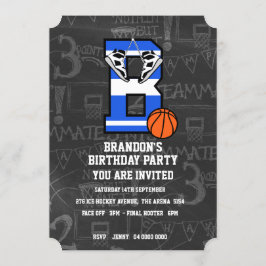 Invitación Carta inicial personalizada de baloncesto B