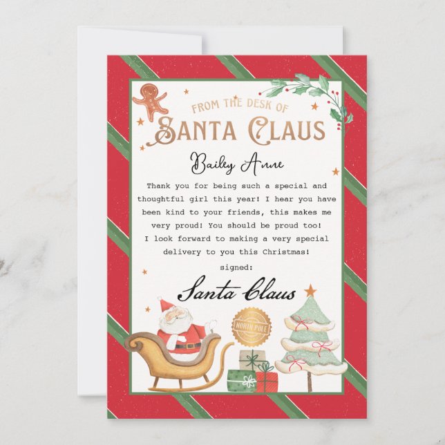 Invitación Carta mágica personalizada de Santa Printable (Anverso)