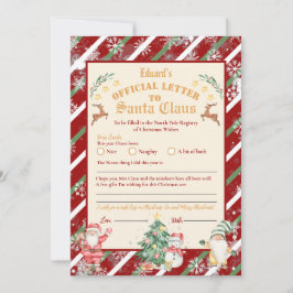 Invitación Carta oficial del Polo Norte a Santa 5x7 pulgadas 