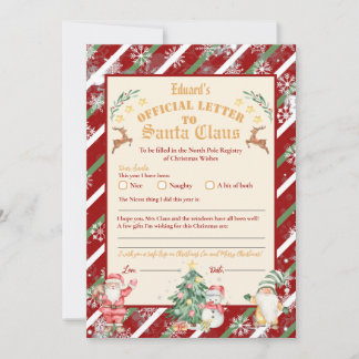 Invitación Carta Oficial Del Polo Norte A Santa 5x7inch Invit