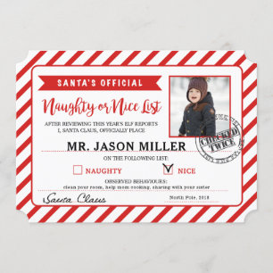 Invitación Carta personal de Naughn o de Niza Santa Claus