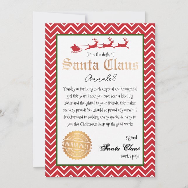 Invitación Carta personalizada de impresión de Navidades Sant (Anverso)