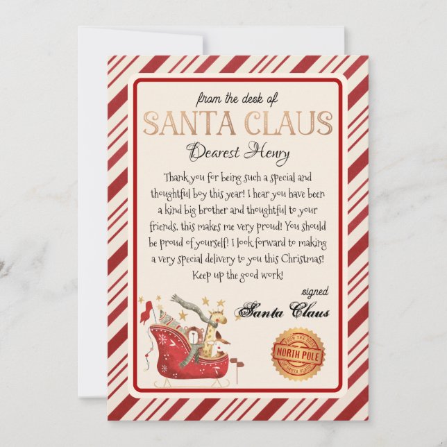 Invitación Carta personalizada de impresión de Navidades Sant (Anverso)