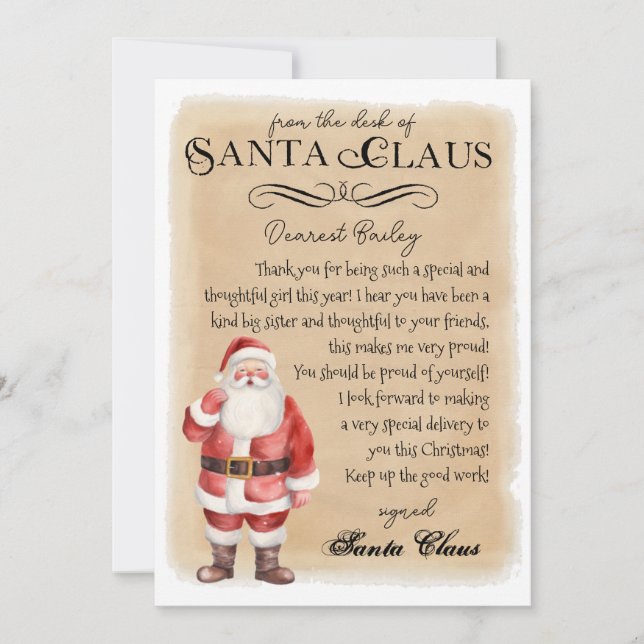 Invitación Carta personalizada de impresión de Navidades Sant (Anverso)