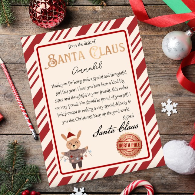 Invitación Carta personalizada de Santa Claus (letter from santa personalized for your child - easily edit download and print from home)