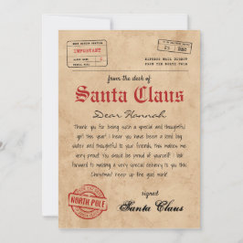 Invitación Carta personalizada de Santa Claus