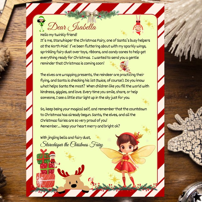 Invitación Carta personalizada de Santa Elena (Letter from a Christmas Fairy Helper)