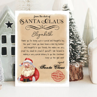 Invitación Carta personalizada de Santa Printable
