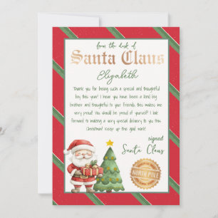 Invitación Carta personalizada de Santa Printable