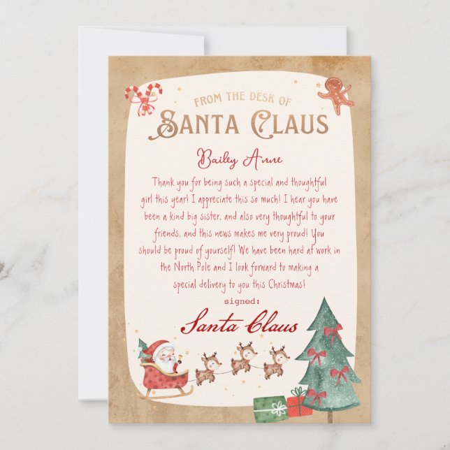 Invitación Carta personalizada de Santa Printable (Anverso)