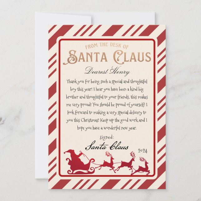 Invitación Carta personalizada de Santa Printable (Anverso)