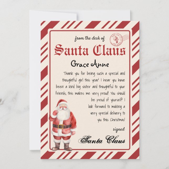 Invitación Carta personalizada de Santa Template (Anverso)