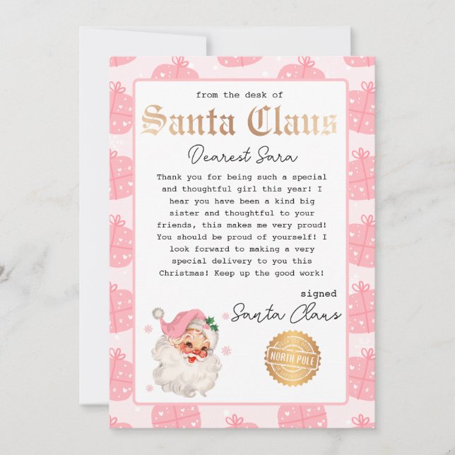 Invitación Carta personalizada de Santa Template (Anverso)