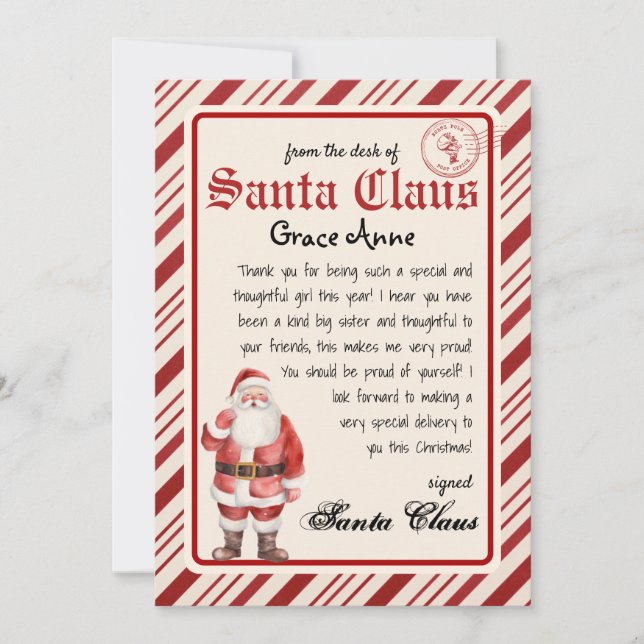 Invitación Carta personalizada de Santa Template (Anverso)