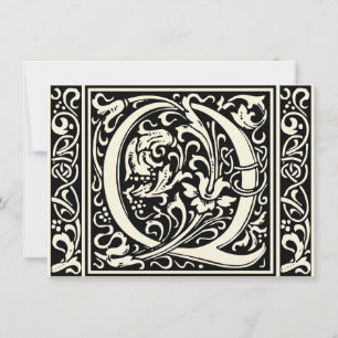 Invitación Carta Q Monograma medieval Art Nouveau