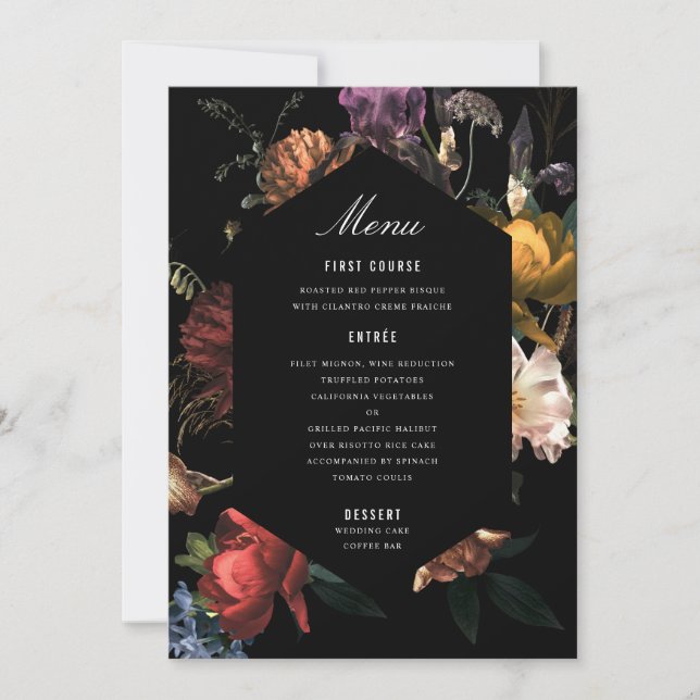 Invitación Carta romántica floral holandesa oscura Moody (Anverso)