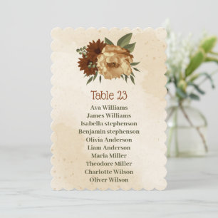 Invitación carta rústica de asientos florales de terracota