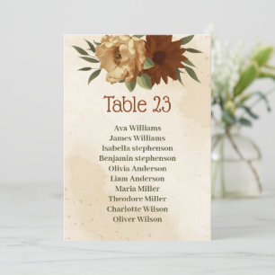 Invitación carta rústica de asientos florales de terracota