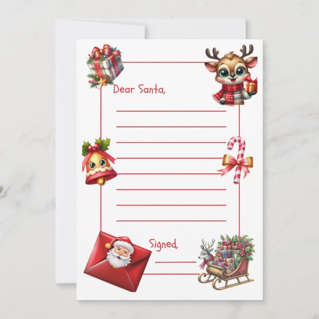 Invitación Carta Simple a Santa (Anverso)