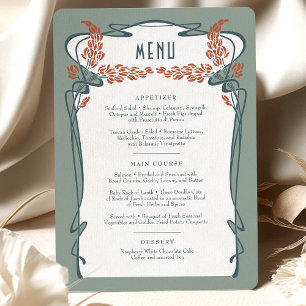 Invitación Carta verde azulada de Borgoña Boda Art Nouveau Re