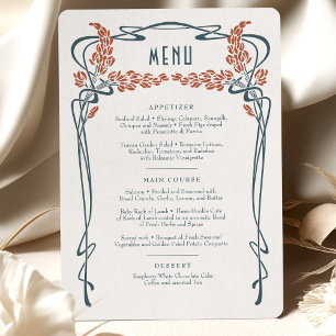 Invitación Carta verde azulada de Borgoña Boda Art Nouveau Re