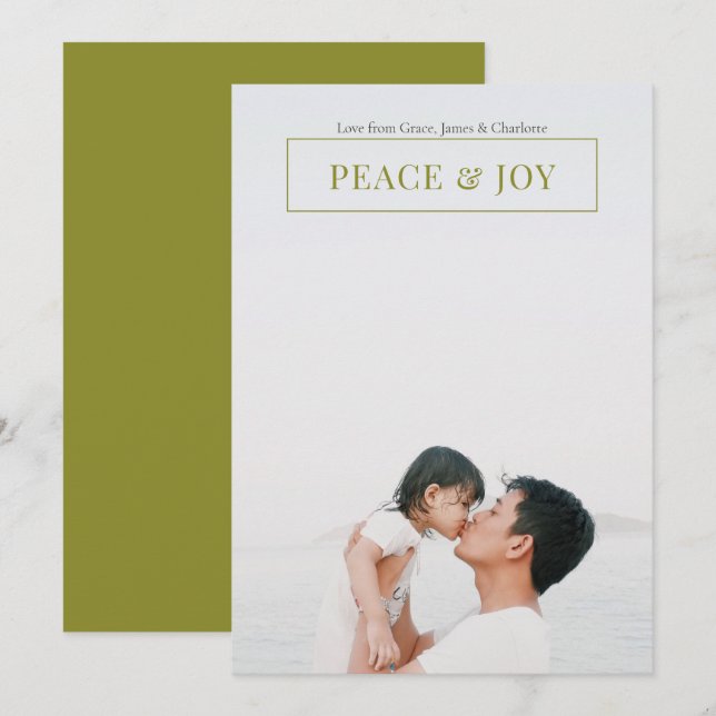 Invitación Carta Verde De Paz Y Alegría A Los Navidades Moder (Anverso / Reverso)