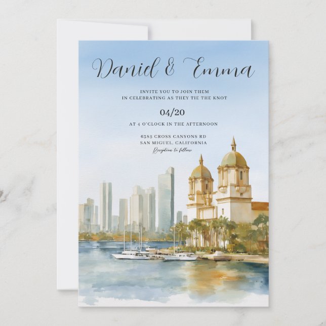 Invitación Cartagena Colombia Skyline Wedding (Anverso)
