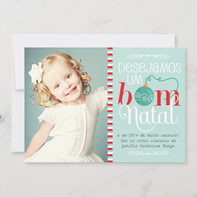 Invitación Cartão de Natal e Ano Novo Personalizado com Foto (Anverso)