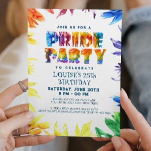 Invitación Cartas arcoiris y fiesta de cumpleaños del Orgullo