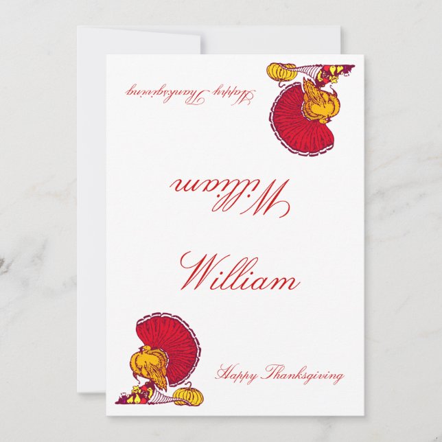 Invitación Cartas De Acción De Gracias Con Turquía (Anverso)