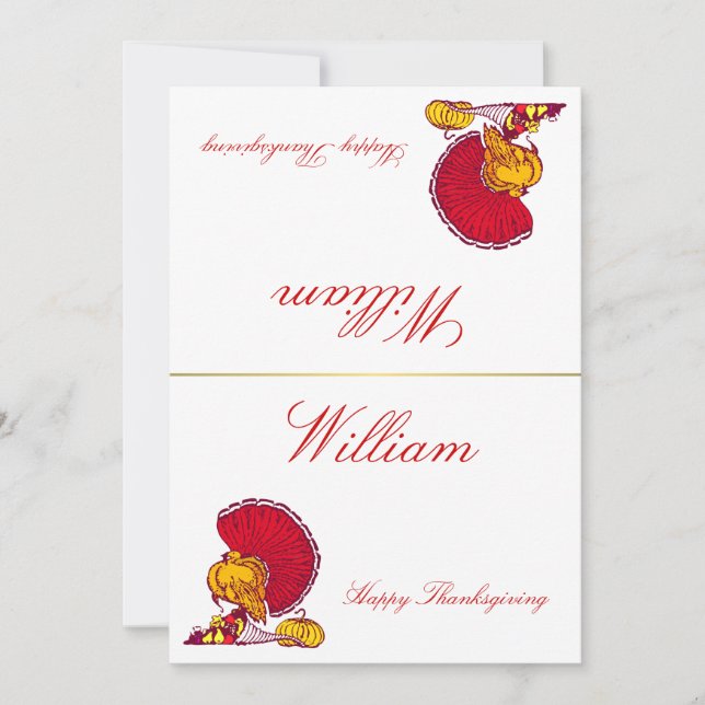 Invitación Cartas De Acción De Gracias Con Turquía (Anverso)
