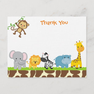Invitación Cartas de agradecimiento a los animales de Safari 