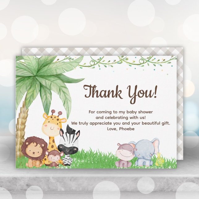 Invitación Cartas de agradecimiento de Safari Animals Baby Sh (Safari Animals Baby Shower Thank You Cards)