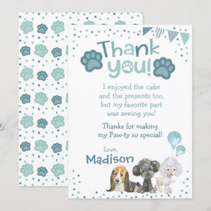 Invitación Cartas de agradecimiento por el cumpleaños de Pupp