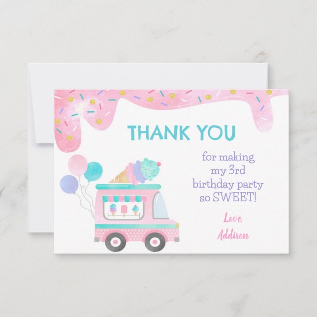 Invitación Cartas de agradecimiento por la fiesta de cumpleañ (Anverso)