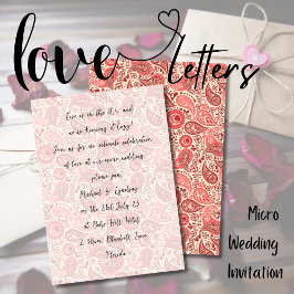 Invitación Cartas de amor MICRO BODA Rosa manuscrito Paisle
