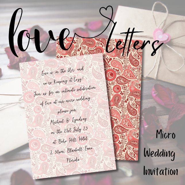 Invitación Cartas de amor MICRO BODA Rosa manuscrito Paisle (Subido por el creador)